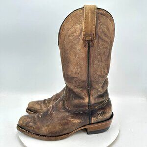 Ariat Men Size 7.5D Brown Distressed Leather Pull On Western Cowboy Boot